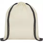 Plecak Oregon ściągany sznurkiem z kolorowymi sznureczkami, wykonany z bawełny o gramaturze 100 g/m² , piasek pustyni, czarny