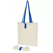 Składana torba na zakupy Nevada wykonana z bawełny o gramaturze 100 g/m², piasek pustyni, niebieski