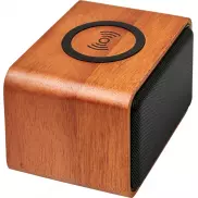 Głośnik Wooden z bezprzewodową ładowarką indukcyjną 3 W, brazowy