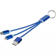 Kabel do ładowania 3w1 Metal z kółkiem na klucze, niebieski
