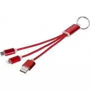 Kabel do ładowania 3w1 Metal z kółkiem na klucze, czerwony