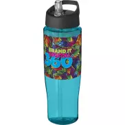 Bidon H2O Tempo® o pojemności 700 ml z wieczkiem z słomką, niebieski, czarny
