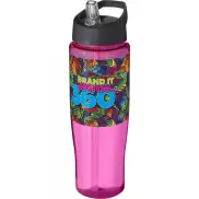 Bidon H2O Tempo® o pojemności 700 ml z wieczkiem z słomką, różowy, czarny