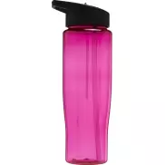Bidon H2O Tempo® o pojemności 700 ml z wieczkiem z słomką, różowy, czarny