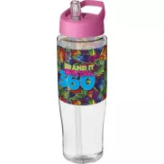 Bidon H2O Tempo® o pojemności 700 ml z wieczkiem z słomką, biały, różowy