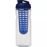 Bidon H2O Base® z wieczkiem na zacisk o pojemności 650 ml zmożliwością przyrządzania wody smakowej, biały, niebieski