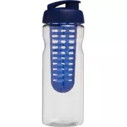 Bidon H2O Base® z wieczkiem na zacisk o pojemności 650 ml zmożliwością przyrządzania wody smakowej, biały, niebieski