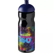 Bidon H2O Base® o pojemności 650 ml z wypukłym wieczkiem, czarny, niebieski