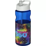Bidon H2O Base® o pojemności 650 ml z wieczkiem z słomką, niebieski, biały