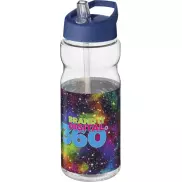 Bidon H2O Base® o pojemności 650 ml z wieczkiem z słomką, biały, niebieski