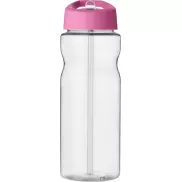 Bidon H2O Base® o pojemności 650 ml z wieczkiem z słomką, biały, różowy