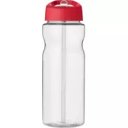 Bidon H2O Base® o pojemności 650 ml z wieczkiem z słomką, biały, czerwony
