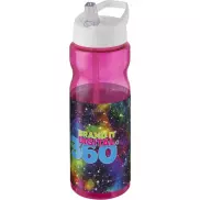 Bidon H2O Base® o pojemności 650 ml z wieczkiem z słomką, różowy, biały