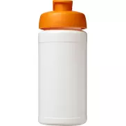 Bidon Baseline® Plus o pojemności 500 ml z wieczkiem zaciskowym, biały, pomarańczowy