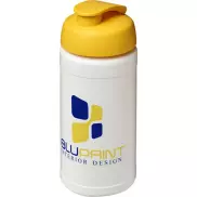 Bidon Baseline® Plus o pojemności 500 ml z wieczkiem zaciskowym, biały, żółty