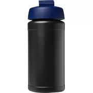 Bidon Baseline® Plus o pojemności 500 ml z wieczkiem zaciskowym, czarny, niebieski