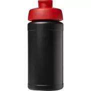 Bidon Baseline® Plus o pojemności 500 ml z wieczkiem zaciskowym, czarny, czerwony
