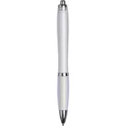 Curvy ballpoint pen with frosted barrel and grip, biały