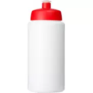 Bidon Baseline® Plus o pojemności 500 ml ze sportowym wieczkiem i uchwytem, biały, czerwony