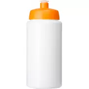 Bidon Baseline® Plus o pojemności 500 ml ze sportowym wieczkiem i uchwytem, biały, pomarańczowy