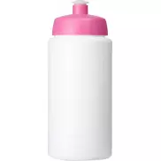 Bidon Baseline® Plus o pojemności 500 ml ze sportowym wieczkiem i uchwytem, biały, różowy