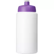 Bidon Baseline® Plus o pojemności 500 ml ze sportowym wieczkiem i uchwytem, biały, fioletowy