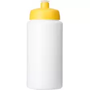 Bidon Baseline® Plus o pojemności 500 ml ze sportowym wieczkiem i uchwytem, biały, żółty
