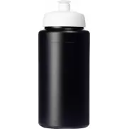 Bidon Baseline® Plus o pojemności 500 ml ze sportowym wieczkiem i uchwytem, czarny, biały