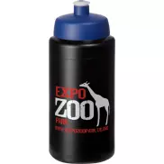 Bidon Baseline® Plus o pojemności 500 ml ze sportowym wieczkiem i uchwytem, czarny, niebieski