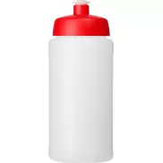 Bidon Baseline® Plus o pojemności 500 ml ze sportowym wieczkiem i uchwytem, biały, czerwony