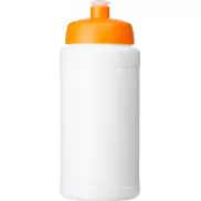 Bidon Baseline® Plus o pojemności 500 ml z wieczkiem sportowym, biały, pomarańczowy