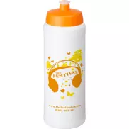 Bidon Baseline® Plus o pojemności 750 ml ze sportowym wieczkiem i uchwytem, biały, pomarańczowy
