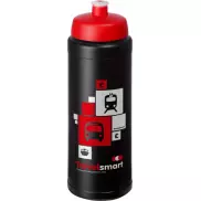 Bidon Baseline® Plus o pojemności 750 ml ze sportowym wieczkiem i uchwytem, czarny, czerwony