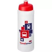 Bidon Baseline® Plus o pojemności 750 ml ze sportowym wieczkiem i uchwytem, biały, czerwony