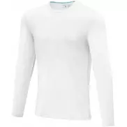 Męski T-shirt organiczny Ponoka z długim rękawem, xs, biały