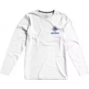 Męski T-shirt organiczny Ponoka z długim rękawem, l, biały