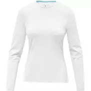 Damski T-shirt organiczny Ponoka z długim rękawem, s, biały