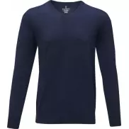 Stanton - męski sweter w serek, l, niebieski