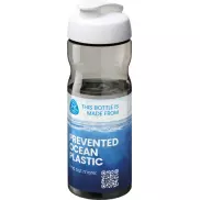 Bidon H2O Eco o pojemności 650 ml z wieczkiem zaciskowym, szary, biały