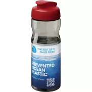 Bidon H2O Eco o pojemności 650 ml z wieczkiem zaciskowym, szary, czerwony