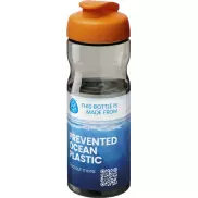 Bidon H2O Eco o pojemności 650 ml z wieczkiem zaciskowym, szary, pomarańczowy