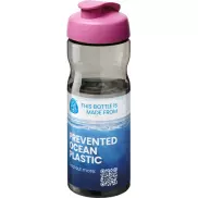 Bidon H2O Eco o pojemności 650 ml z wieczkiem zaciskowym, szary, różowy