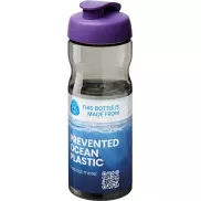 Bidon H2O Eco o pojemności 650 ml z wieczkiem zaciskowym, szary, fioletowy