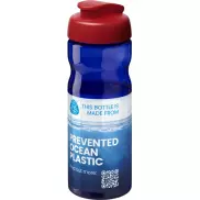 Bidon H2O Eco o pojemności 650 ml z wieczkiem zaciskowym, niebieski, czerwony