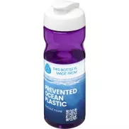 Bidon H2O Eco o pojemności 650 ml z wieczkiem zaciskowym, fioletowy, biały
