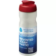 Bidon H2O Eco o pojemności 650 ml z wieczkiem zaciskowym, biały, czerwony