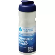 Bidon H2O Eco o pojemności 650 ml z wieczkiem zaciskowym, biały, niebieski