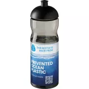 Bidon H2O Eco o pojemności 650 ml z wypukłym wieczkiem, szary, czarny
