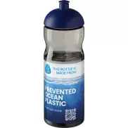 Bidon H2O Eco o pojemności 650 ml z wypukłym wieczkiem, szary, niebieski