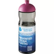 Bidon H2O Eco o pojemności 650 ml z wypukłym wieczkiem, szary, różowy